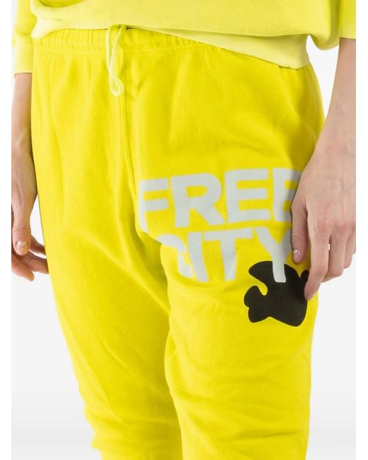 Freecity Yellow Drawstring Logo Sweatpants