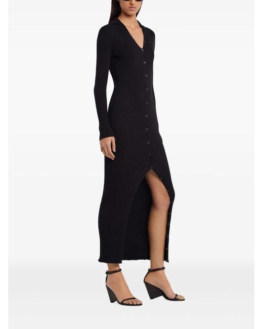 Courreges Black Button-Down Midi Dress