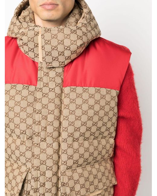 Gucci Brown GG Supreme Padded Gilet for men