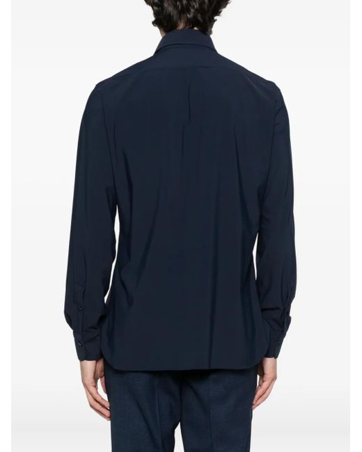 Camicia A Maniche Lunghe di Barba Napoli in Blue da Uomo