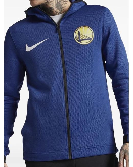 Nike Blue Nba Gs Warriors Logo-Print Hoodie for men