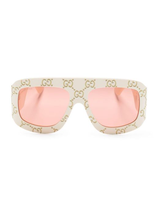 Gucci Pink GG Monogram Pilot-frame Sunglasses for men