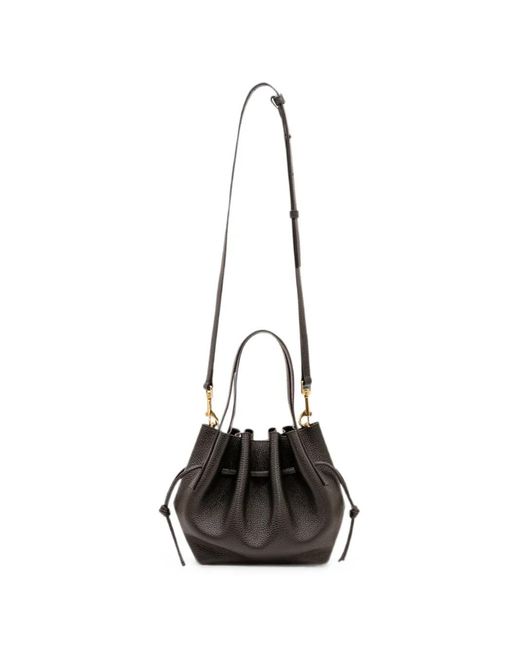 Yuzefi Black Mini Scallop Pebble-Leather Tote Bag