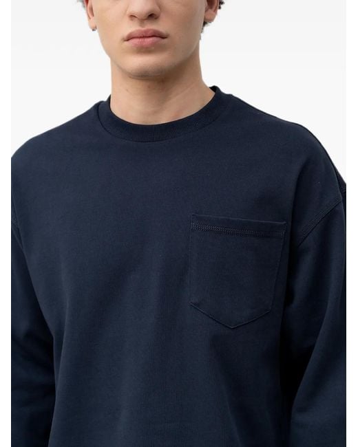 HUGO Blue Chest-Pocket Long-Sleeve T-Shirt for men