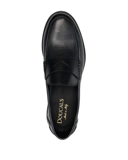 Doucal's Black Pebbled-leather Loafers for men
