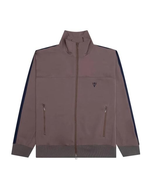 South2 West8 Purple Embroidered-Logo Jacket for men