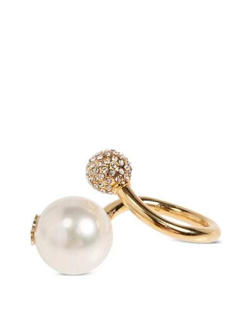 Jimmy Choo Metallic Auri Pearl-Embellished Ring