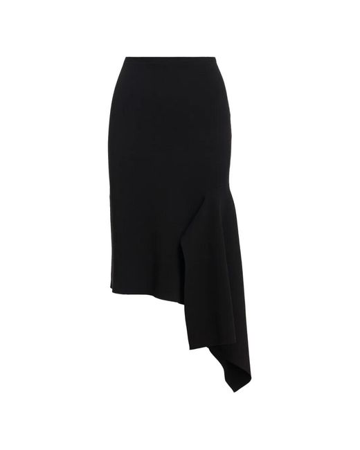 Essentiel Antwerp Black Draped-Panel Asymmetrical Skirt