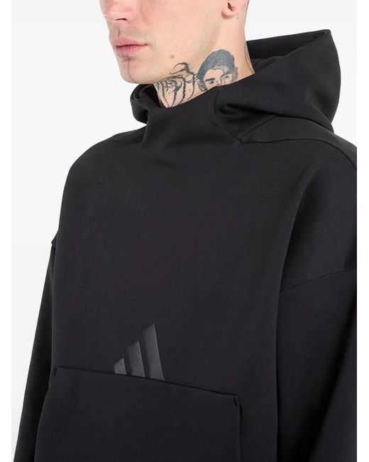 Adidas Black Z.N.E. Logo-Print Hoodie for men