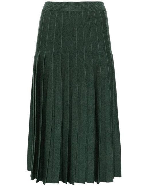Thom Browne Green Pleated Knitted Midi Skirt