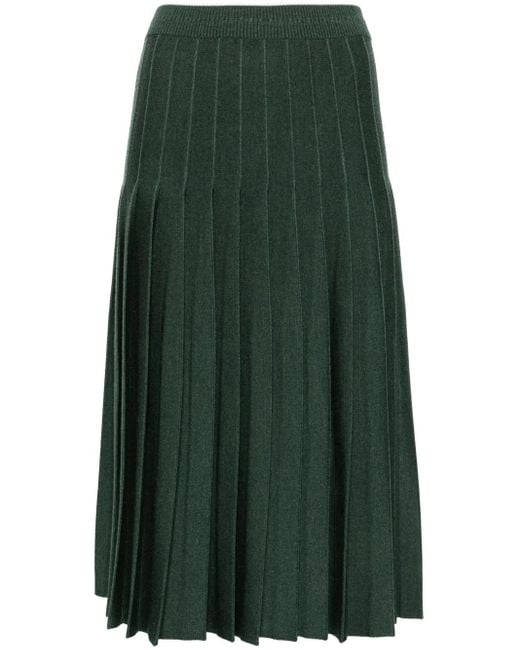 Thom Browne Green Pleated Knitted Midi Skirt