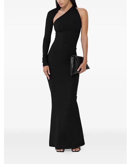 MARCELLA Black Manhattan One-Shoulder Maxi Dress