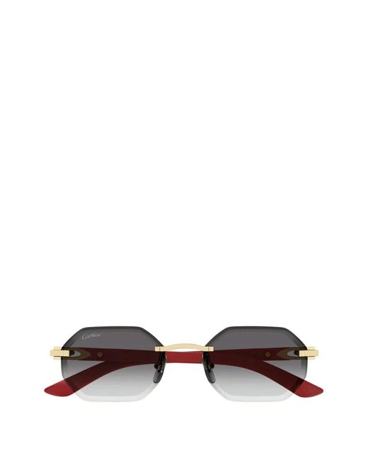 Cartier Metallic Logo-Plaque Geometric-Shape Sunglasses