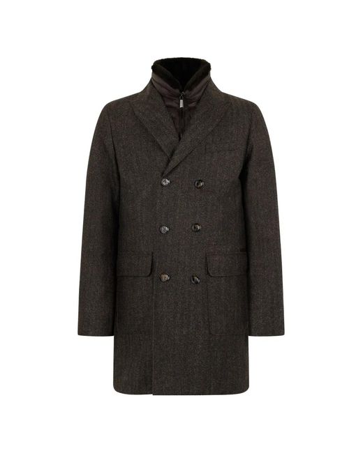 Moorer Black Button Double-Breasted Coat for men