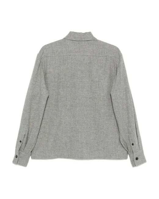Kiton Gray Chest-Pockets Buttoned Overshirt