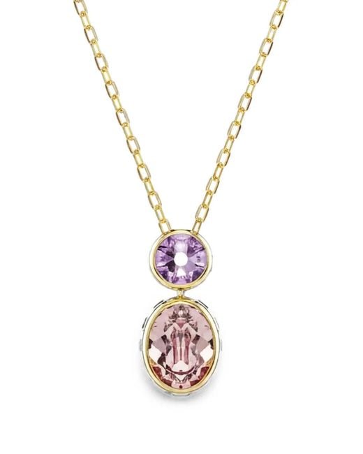 Swarovski Metallic Chroma Crystal-Pendant Cable-Link Necklace