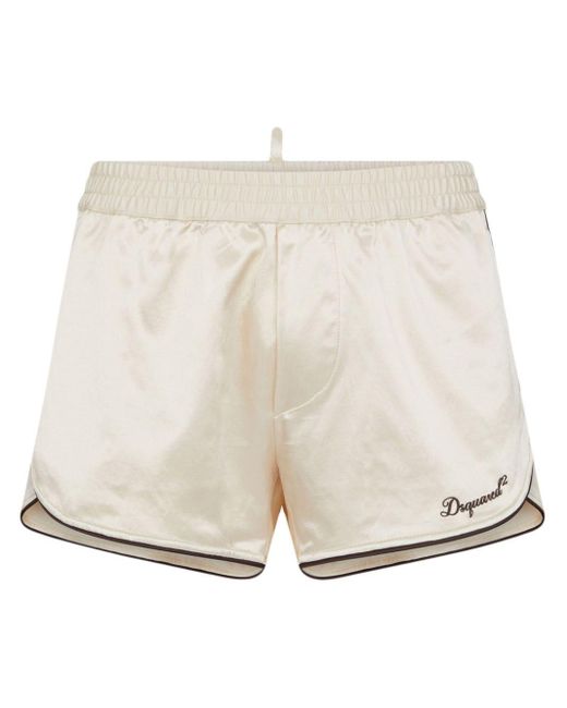 DSquared² Sport-Shorts aus Satin mit Logo-Stickerei in Natural für Herren