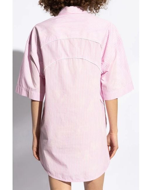 Alexander Wang Pink Logo-Embroidered T-Shirt Dress