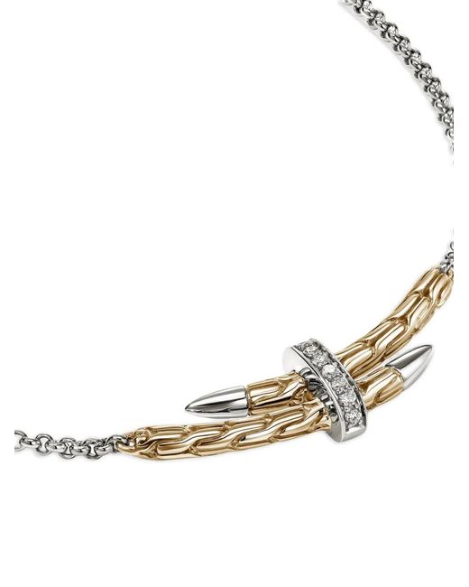 John Hardy Metallic 14K And Sterling Spear Station Diamond Necklace