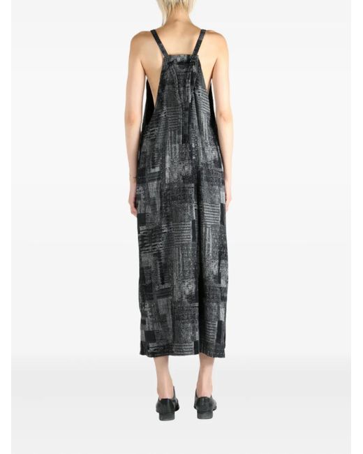 Abstract-print sleeveless midi dress Y's Yohji Yamamoto de color Black