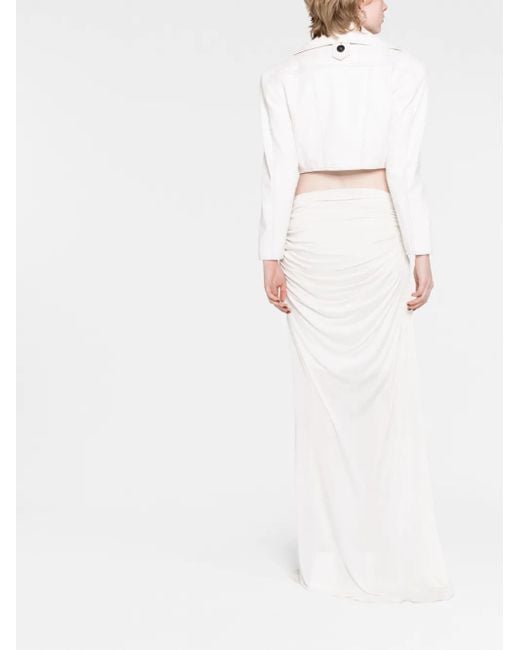 ANDREADAMO White Draped Maxi Skirt