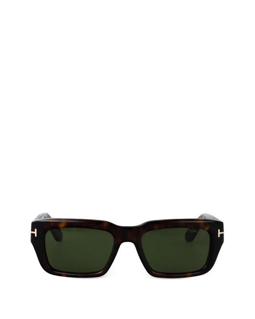 Tom Ford Black Tortoiseshell-Effect Rectangle-Frame Sunglasses for men