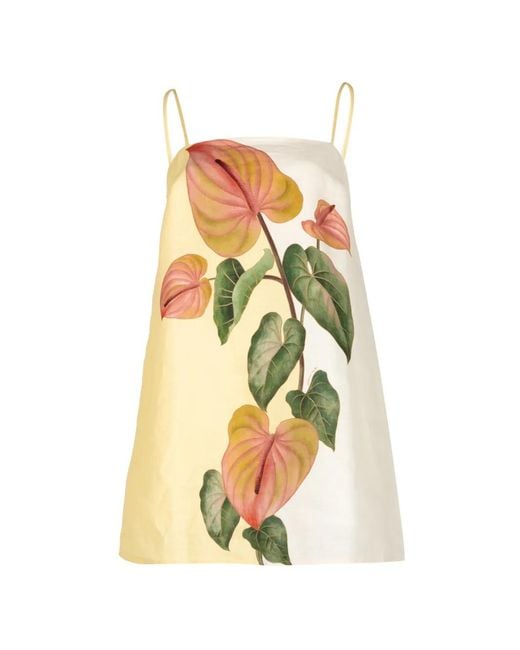 Farm Rio White Floral-Print Mini Dress