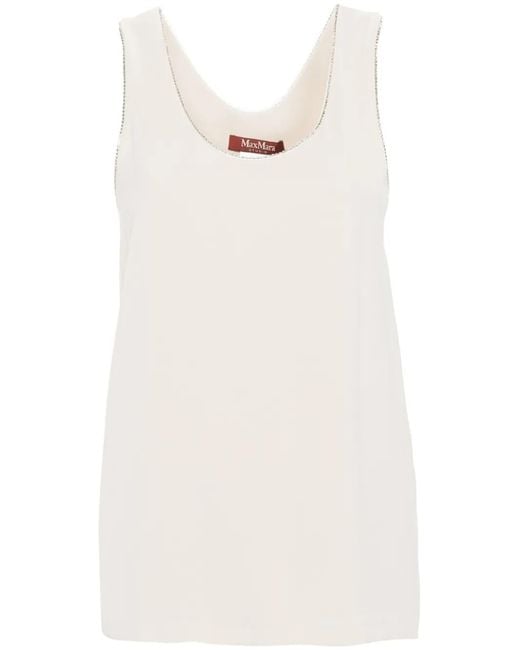 Max Mara Natural Crystal-Embellished Top
