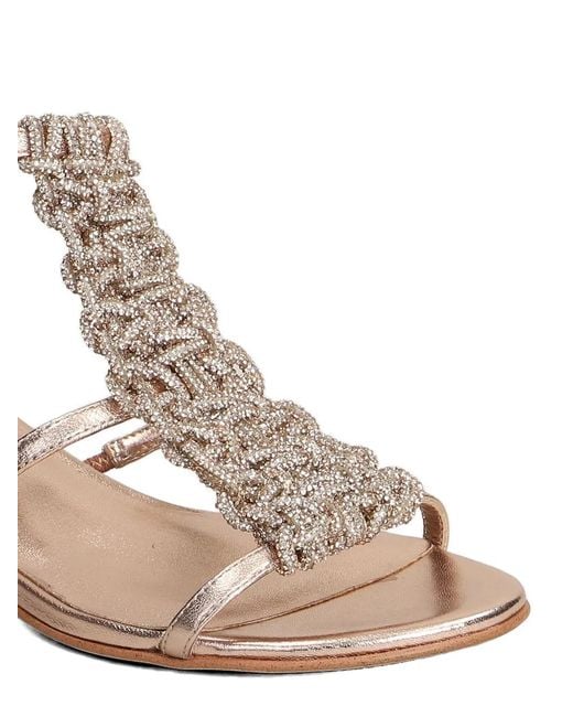 Marc Ellis White Crystal-Embellished Metallic Sandals
