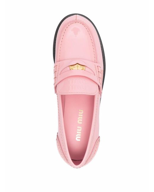 靴 miumiu Patent leather flats PINK 36 2/1 Miu Miu Pink Patent