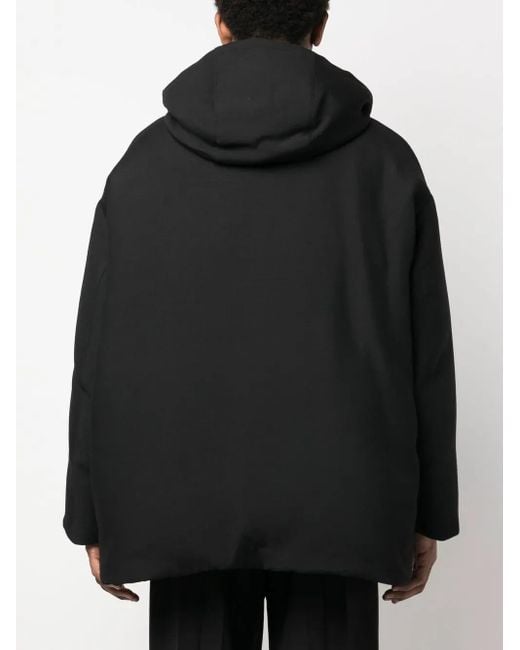 Valentino Garavani Black Zip-Up Hooded Coat for men