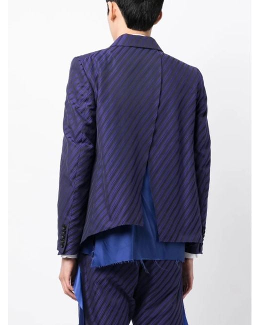 Blazer A Righe Con Taglio A Vivo di Sulvam in Blue da Uomo