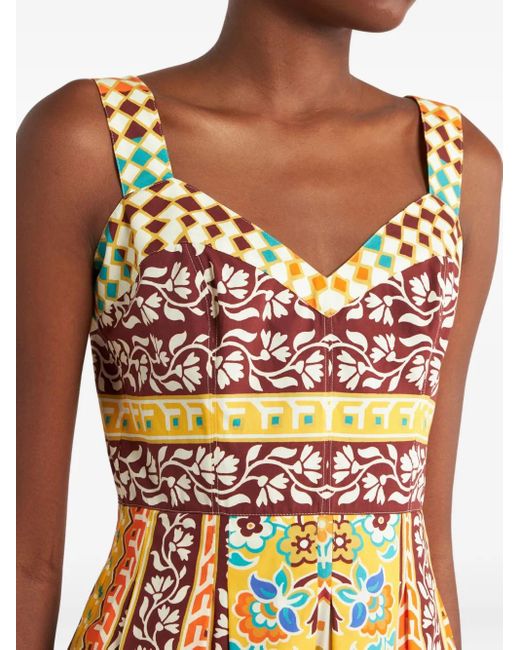 Etro White Printed Midi Dress