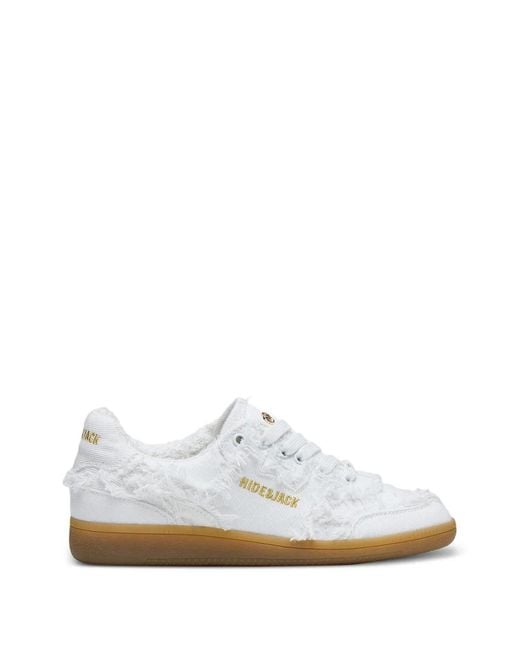 HIDE & JACK White Shaggy Frayed Sneakers