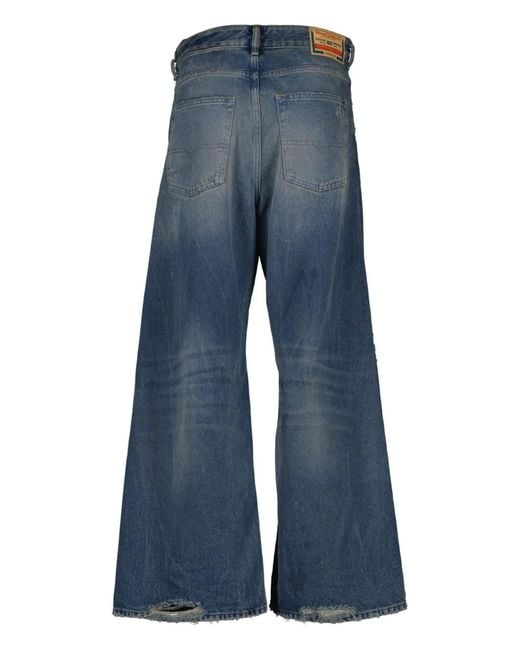 DIESEL Blue Distressed Wide-Leg Jeans