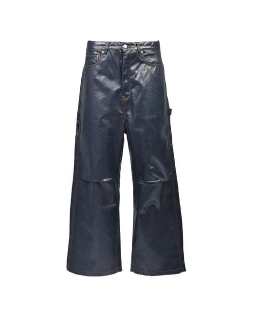 BREATH Blue Coated Logo-Patch Jeans for men