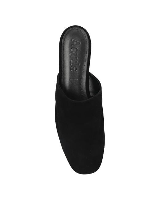 Aeyde Black Mules Rega En Daim