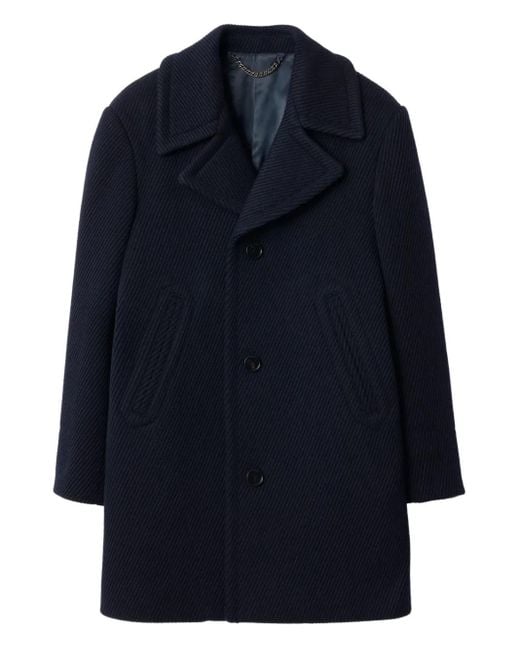 Burberry Blue Wool Tailored Coat for men