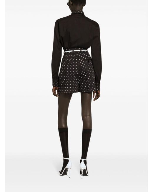 Dolce & Gabbana Black Klassische Shorts mit Polka Dots