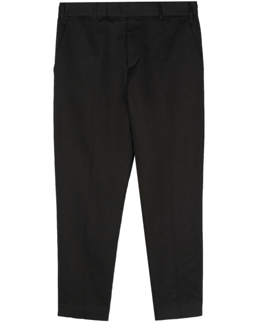 PT Torino Black Cotton-blend Tailored Trousers for men