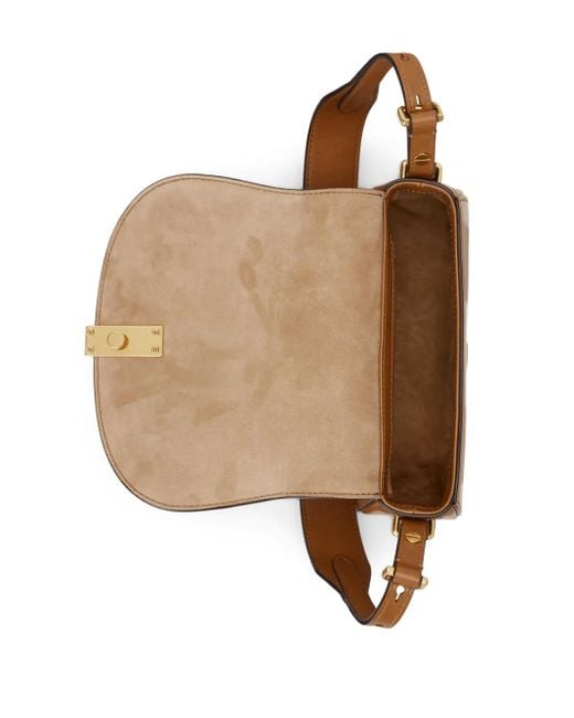 Polo Ralph Lauren Brown Small Logo-Plaque Leather Crossbody Bag