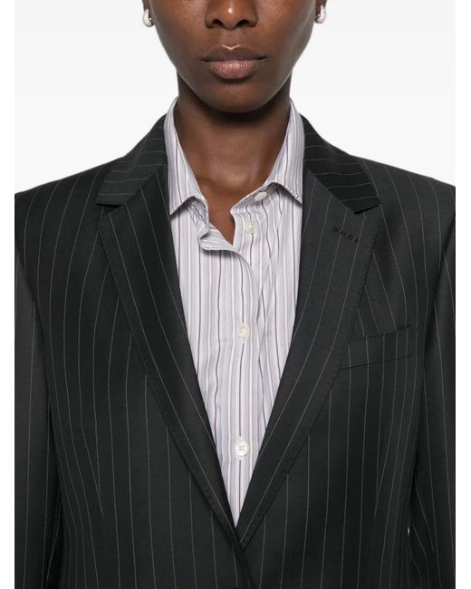 Tom Ford Black Pinstripe-Pattern Single-Breasted Blazer