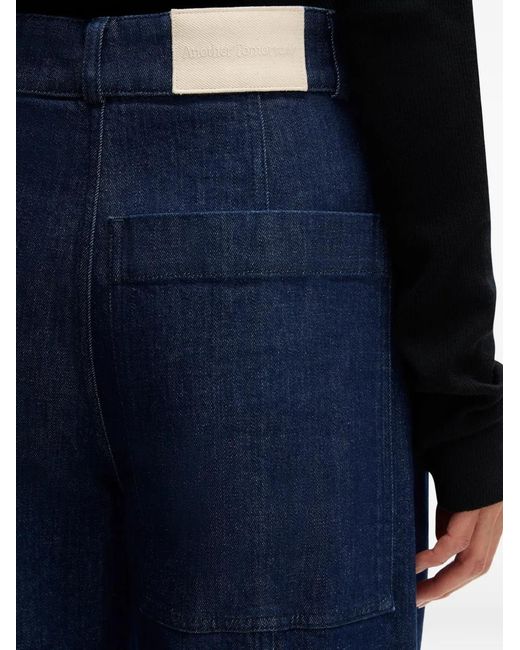 Another Tomorrow Blue Cuffed Seamed Jeans