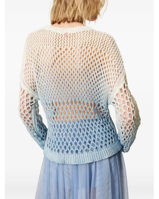 Twinset Blue X Myfo Openwork Jumper With Gradual Print