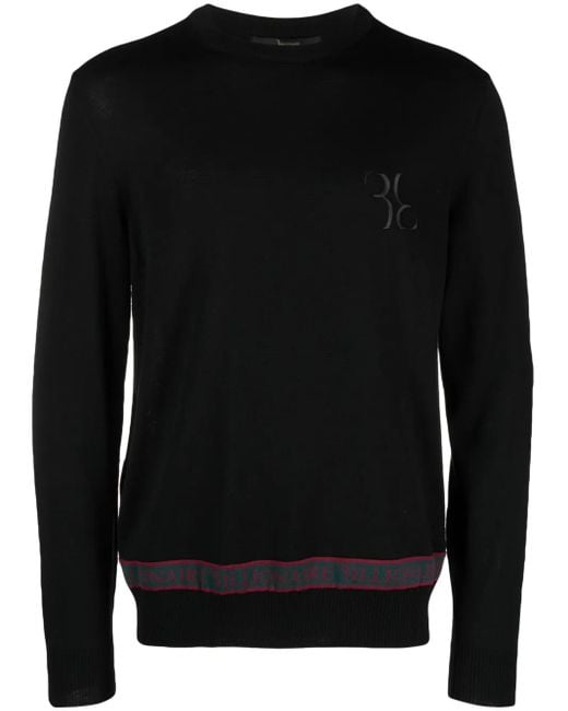 Billionaire Black Ls Logo-Embroidered Wool-Silk Jumper for men
