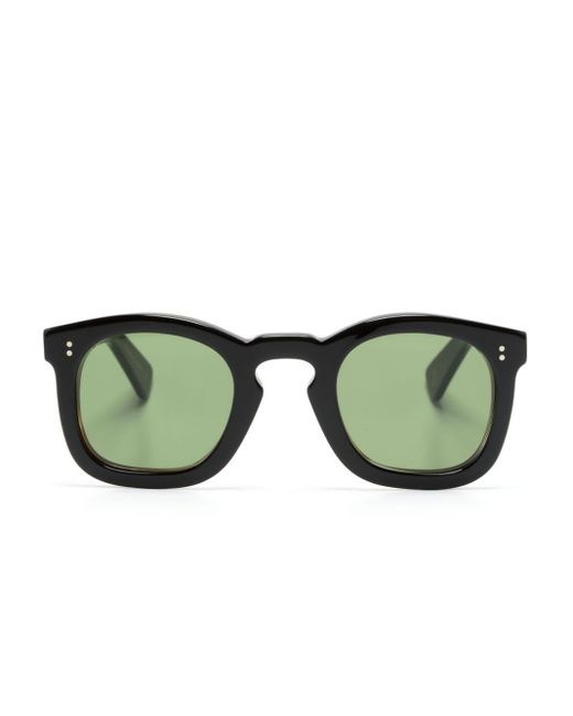 Lesca Green Tiger Square-frame Sunglasses