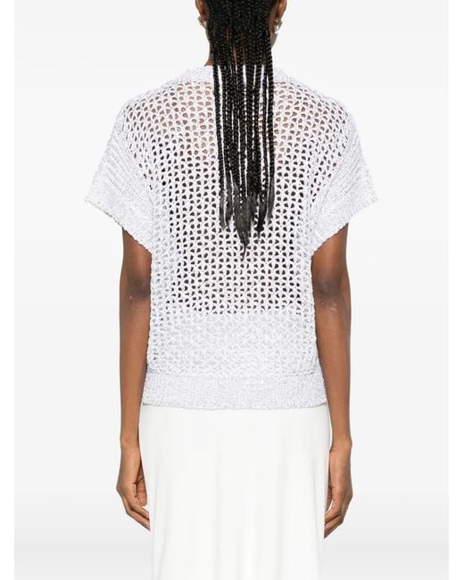 Panicale White Open-Knit T-Shirt