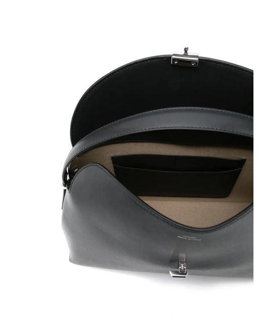 Totême Black T-Lock Leather Top-Handle Bag