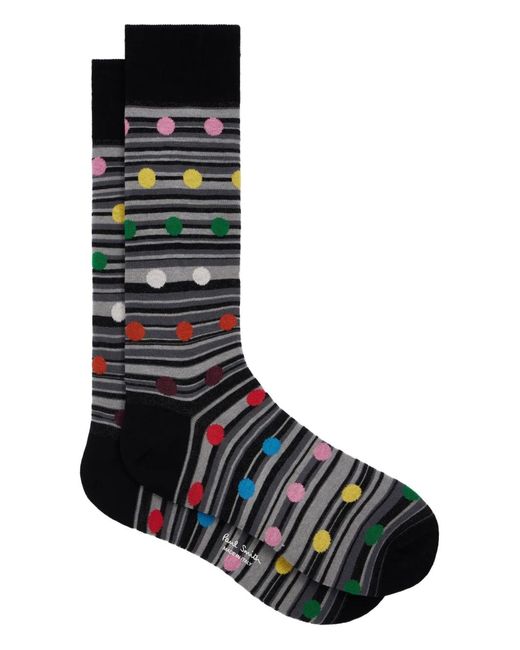 Paul Smith Black Stripe-Dot Socks for men