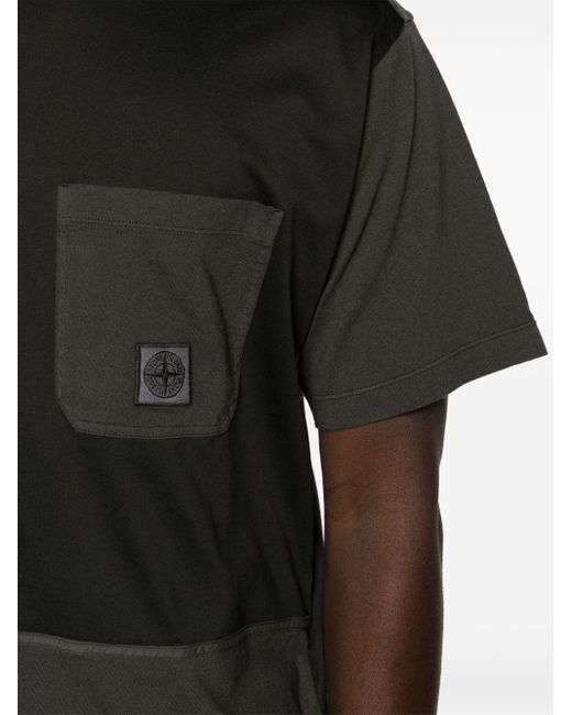 Stone Island Black Compass-patch Cotton T-shirt for men
